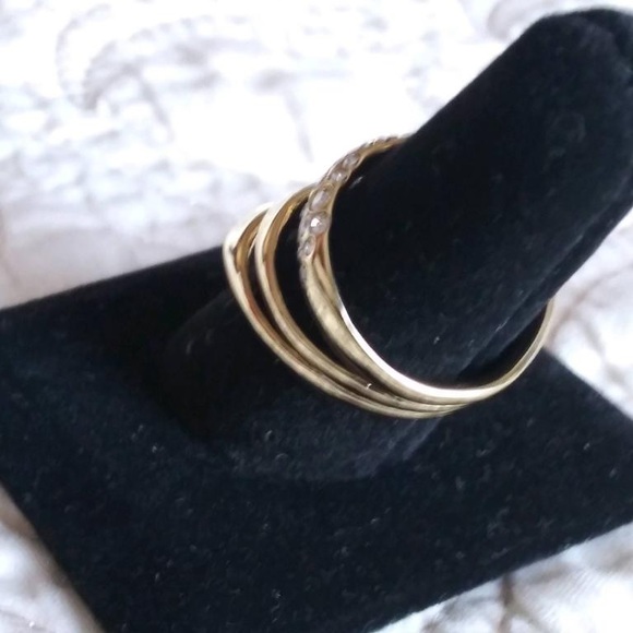 Alexis Bittar gold tone ring with crystals. New with tags. Sz 7 - Picture 6 of 7